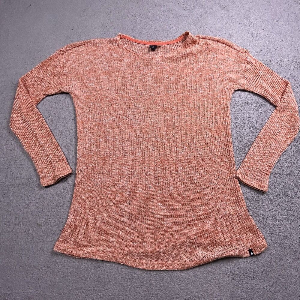 Volcom Women's M Burnt Orange Lightweight Knit Sweater Long Sleeve High-Low Hem
